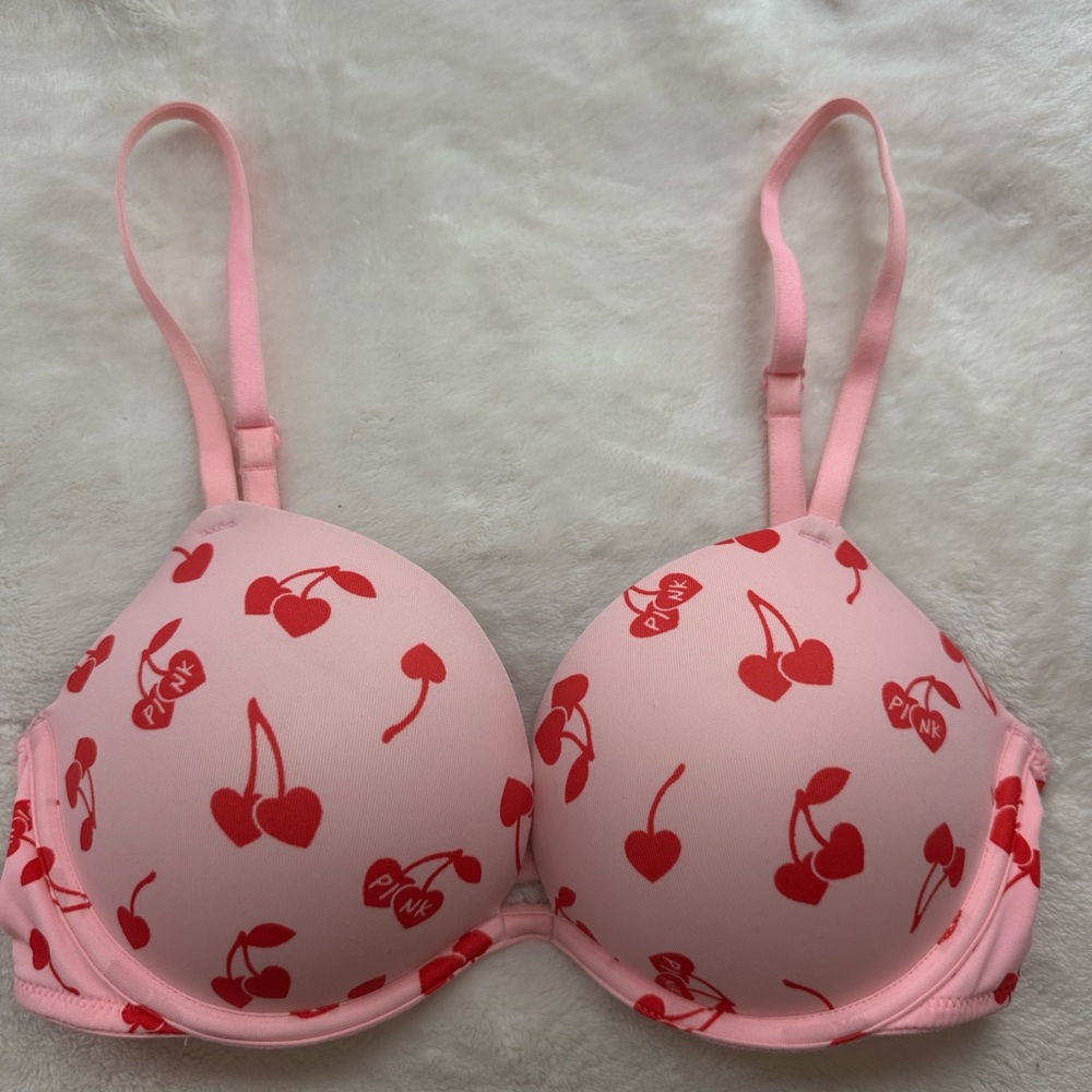 PINK Cherry Print Bra